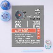 Record Player Logo, Professionele DJ Adverteren Flyer (Enkel)