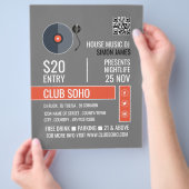 Record Player Logo, Professionele DJ Adverteren Flyer (Hand)