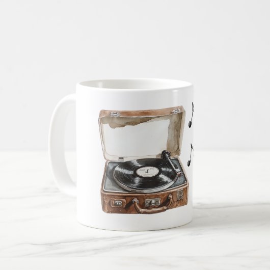 Record Player Music Notes Koffiemok (Voorkant links)