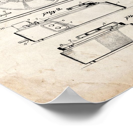 Record Player Patent - Oude look Poster (Hoek)