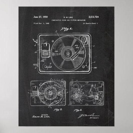Record Player-patent Poster (Voorkant)