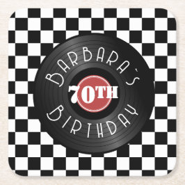 Record Player Rock N Roll Themed Birthday Party Kartonnen Onderzetters