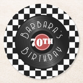 Record Player Rock N Roll Themed Birthday Party Ronde Kartonnen Onderzetter
