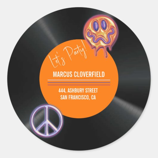 record retro 50e verjaardag ronde sticker (Voorkant)