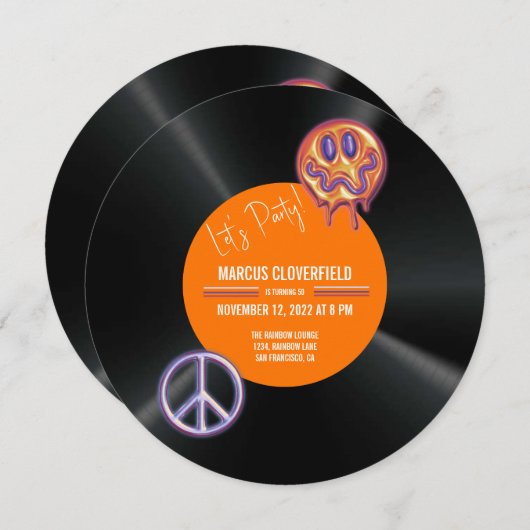  record retro 50th Birthday Kaart (Voorkant / Achterkant)