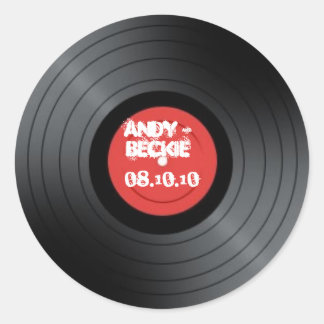 Record, Rock op Roll bruiloft. Ronde Sticker