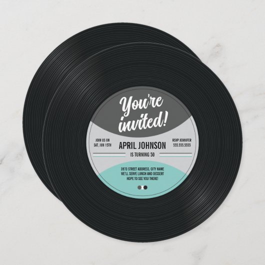  record uitnodiging (Voorkant / Achterkant)