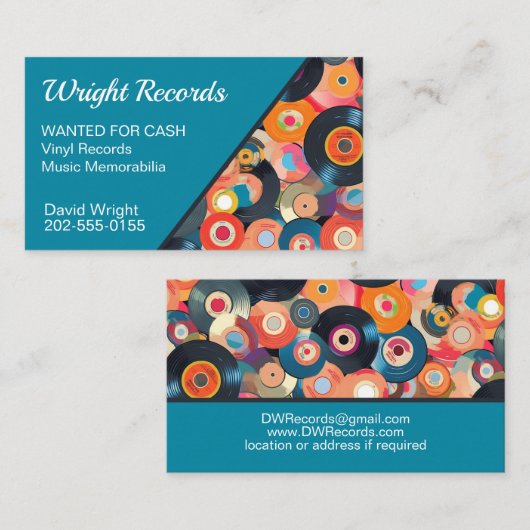 Record Vinyl Muziek Memorabilia Visitekaartje (Voorkant / Achterkant)