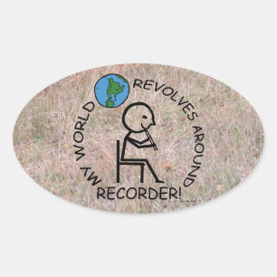 Recorder - de wereld revolt rond ovaal ticker ovale sticker