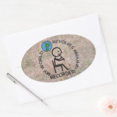 Recorder - de wereld revolt rond ovaal ticker ovale sticker (Envelop)