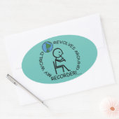 Recorder - de wereld revolt rond ovaal ticker ovale sticker (Envelop)
