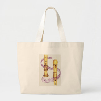 Recorder en muziek grote tote bag