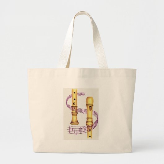 Recorder en muziek grote tote bag (Voorkant)