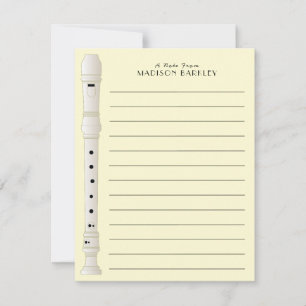 Recorder Music Teacher Musician Band Bedankkaart