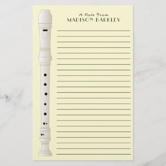 Recorder Music Teacher Musician Band Briefpapier (Voorkant)