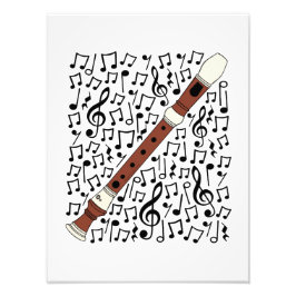 Recorder Musical Notes Woodwind Muziekdocent Foto Afdruk