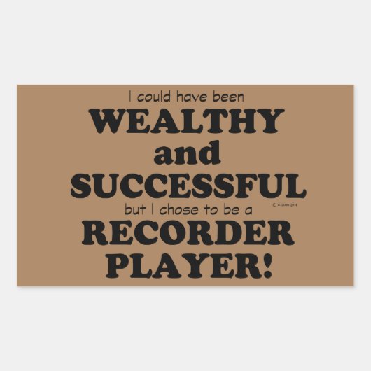 Recorder rijk & Succesvolle rechthoekige Sticker (Voorkant)