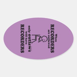 Recorders Verboden ovaal Sticker