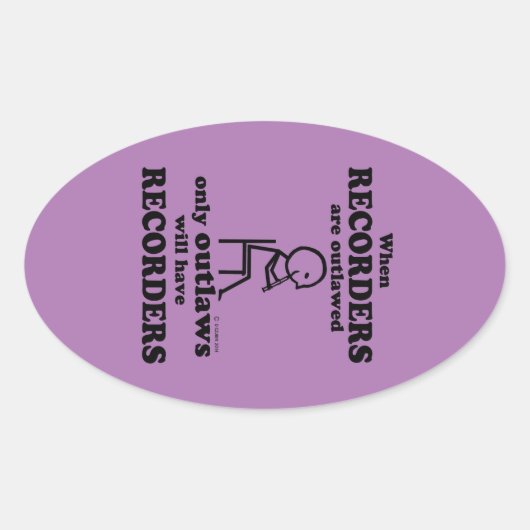 Recorders Verboden ovaal Sticker (Voorkant)