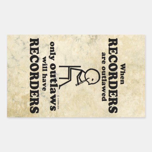 Recorders Verboden rechthoekige Sticker (Voorkant)