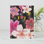 Records Dancers Joyfulness Pink Flowers Wedding Kaart (Staand voorkant)