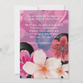 Records Dancers Joyfulness Pink Flowers Wedding Kaart (Achterkant)