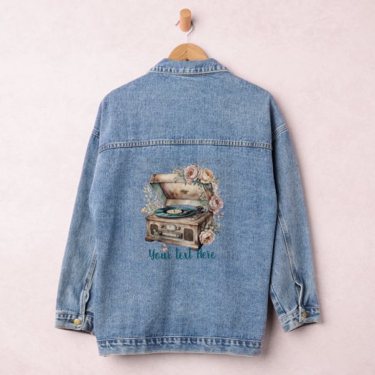 Records, muziek en Romance gepersonaliseerd Denim Jacket (Hangar)