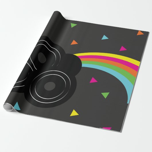 Records Muziek Regenboog Geometrisch Cadeaupapier (Uitgerold)