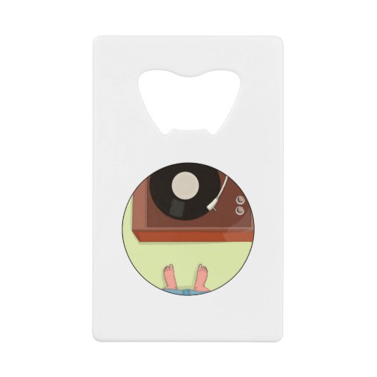  recordspeler creditkaart flessenopener (Voorkant)