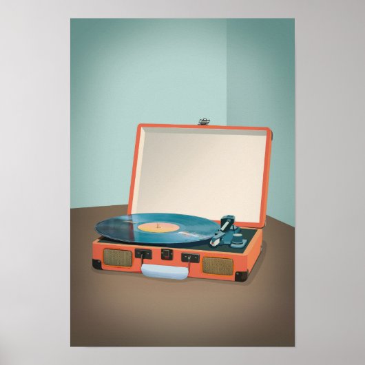  recordspeler met vinylrecord poster (Voorkant)