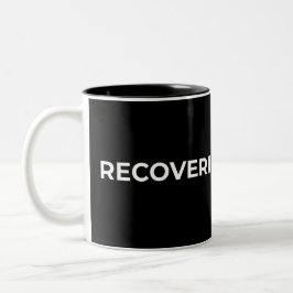 Recovering Optimist Minimalist Typographic Black  Tweekleurige Koffiemok