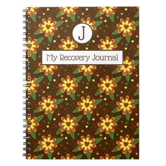 Recovery Journal Brown & Gold Floral Notitieboek (Voorkant)