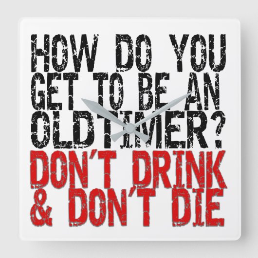 Recovery Old Timer Joke Vierkante Klok (Voorkant)