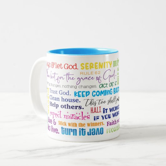 Recovery Slogans Koffie Mok (Voorkant links)