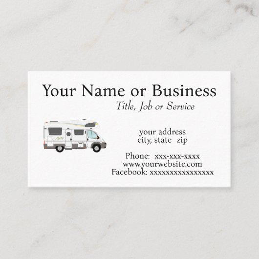 Recreatievoertuig Visitekaartje (Voorkant)