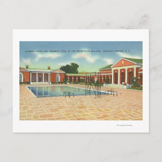 Recreation Bldg Interior Court and Pool Uitzicht Briefkaart (Voorkant)