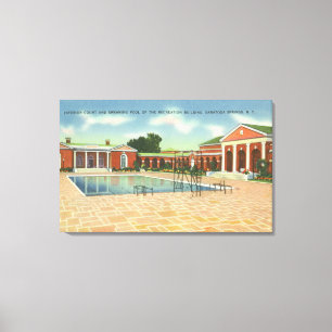 Recreation Bldg Interior Court and Pool Uitzicht Canvas Afdruk