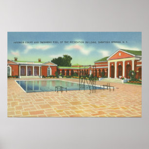 Recreation Bldg Interior Court and Pool Uitzicht Poster