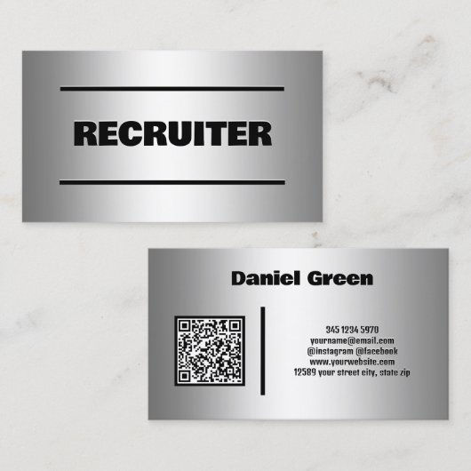 Recruiter Custom QR Visitekaartje (Voorkant / Achterkant)