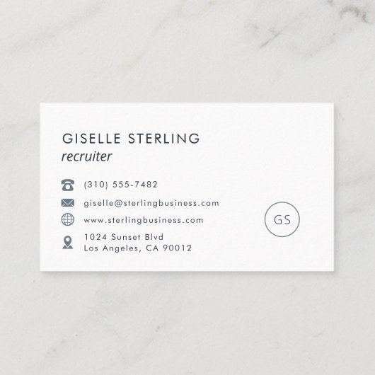 Recruiter Luxe Marine Blauw Modern Elegant Visitekaartje (Achterkant)