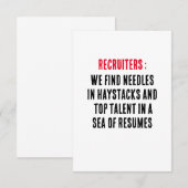 Recruiters: We vinden naalden in hooibergen en top Bedankkaart (Voorkant / Achterkant)