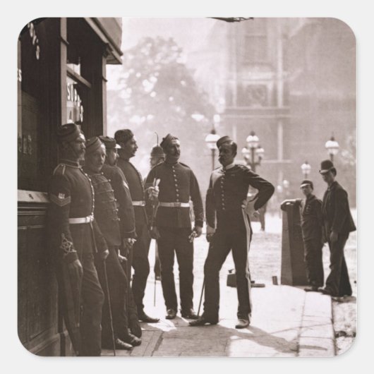 Recruiting Sergeants in Westminster, 1876-77 (hout Vierkante Sticker (Voorkant)