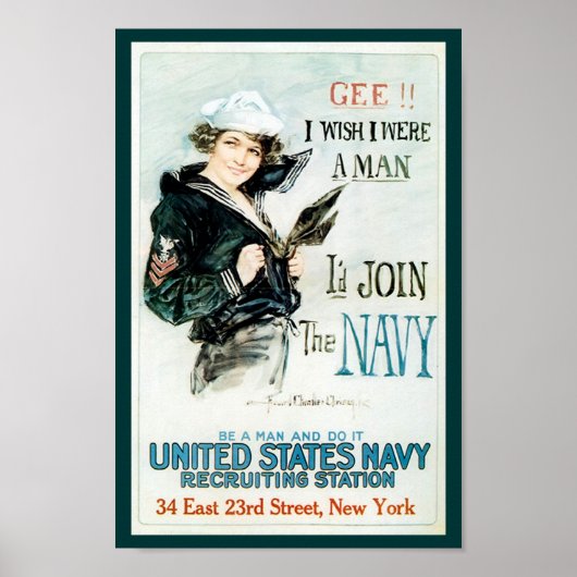 Recruiting werende marine van de Eerste Wereldoorl Poster (Voorkant)