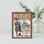Recruitment 91e Highlanders Bagpiles WOI Briefkaart (Staand voorkant)