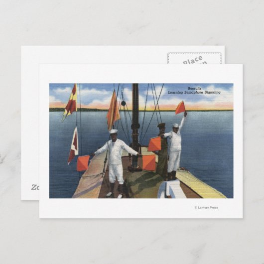 Recruits Learning Semaphore Signaling - US Navy Briefkaart (Voorkant / Achterkant)