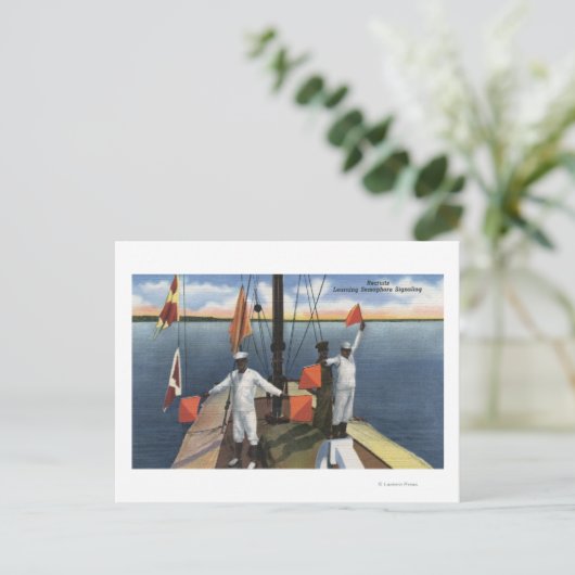 Recruits Learning Semaphore Signaling - US Navy Briefkaart (Staand voorkant)