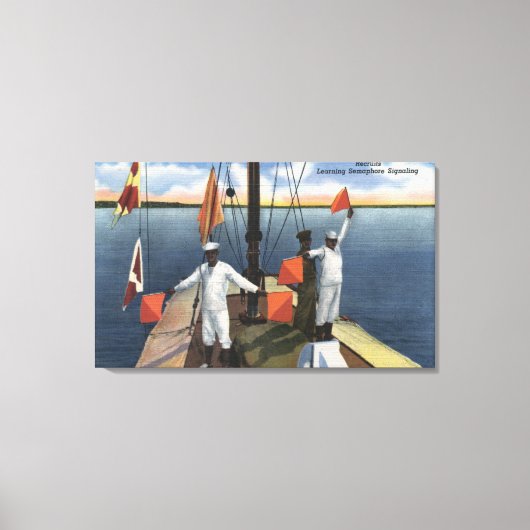 Recruits Learning Semaphore Signaling - US Navy Canvas Afdruk (Voorkant)