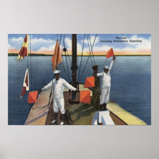 Recruits Learning Semaphore Signaling - US Navy Poster (Voorkant)