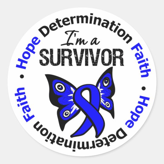 Rectale kanker Survivor Hope Determination Faith Ronde Sticker (Voorkant)