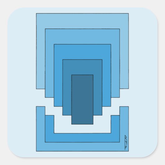 Rectangle Abstract in Blue Vierkante Sticker (Voorkant)